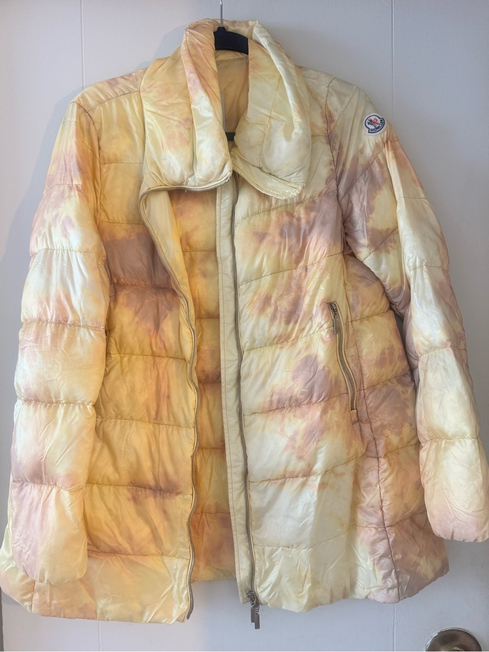 Moncler Women's Yellow & Peach Tie-Dye Puffer Jacket